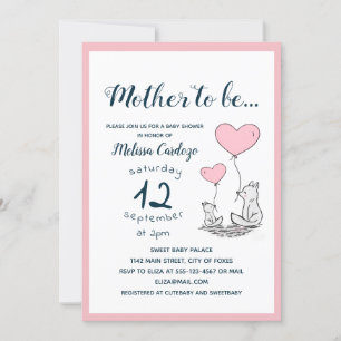 Mother Fox and Their Little Fox - Baby Shower Invitation
