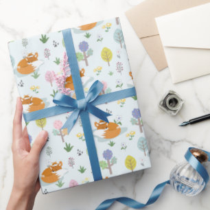 Mother Fox Baby Fox Sleeping In The Forest Wrapping Paper