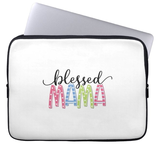 Mother Gift Blessed Mama Laptop Sleeve (Front)