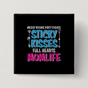 Mother Gift Full Hearts Mom Life 2 Inch Square Button