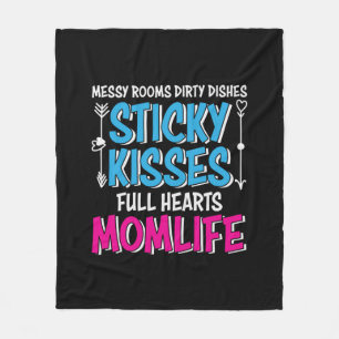 Mother Gift Full Hearts Mom Life Fleece Blanket