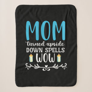 Mother Gift Mom Turned Upside Wow Sherpa Blanket