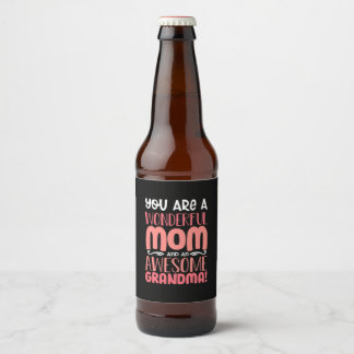 Mother Gift | Proud Wonderful Mom Birthday Beer Bottle Label