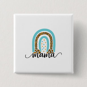 Mother Gift Rainbow Leopard Mama 2 Inch Square Button
