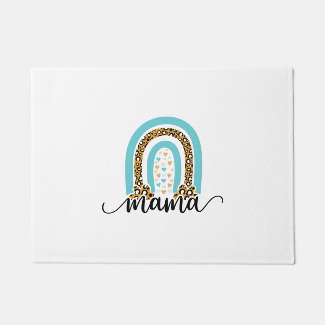 Mother Gift Rainbow Leopard Mama Doormat (Front)