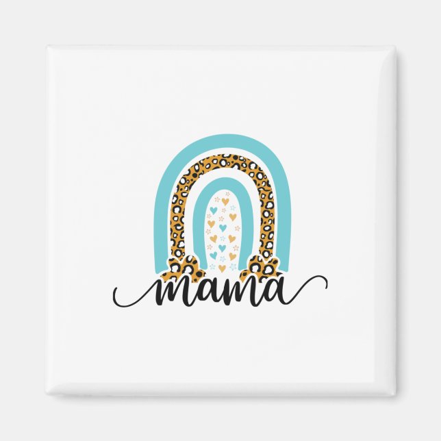 Mother Gift Rainbow Leopard Mama Magnet (Front)