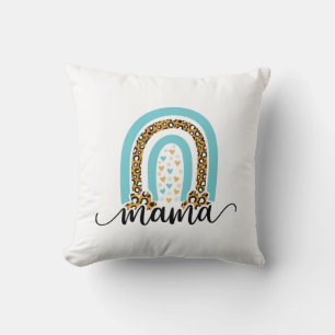 Mother Gift Rainbow Leopard Mama Throw Pillow
