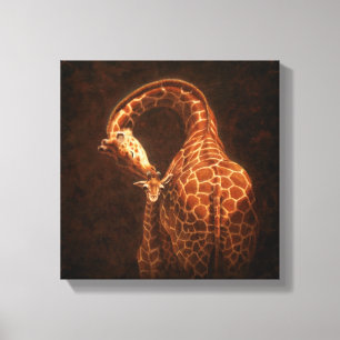 Mother Giraffe and Baby Canvas Print