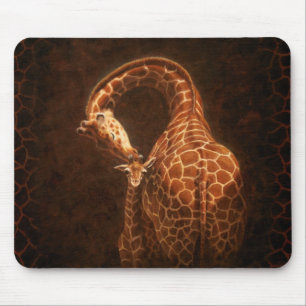 Mother Giraffe and Baby Mouse Pad