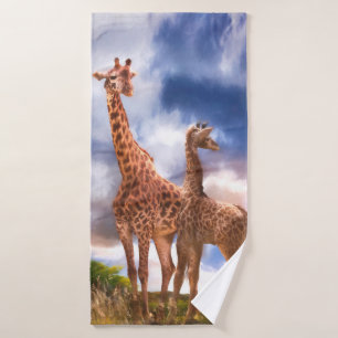 Mother Giraffe & Baby MOMMY WAS I EVER THAT SMALL? Bath Towel