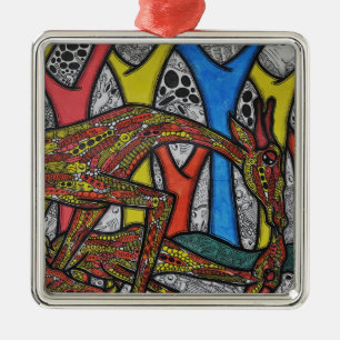 Mother Giraffe Metal Ornament