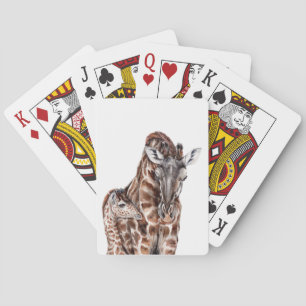 Mother Giraffe with Baby Giraffe Playing Cards