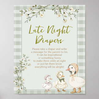 Mother Goose and Baby Gosling Late Night Diapers Poster
