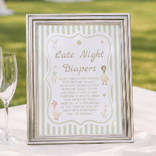 Mother Goose Baby Shower Late Night Diapers Game Poster