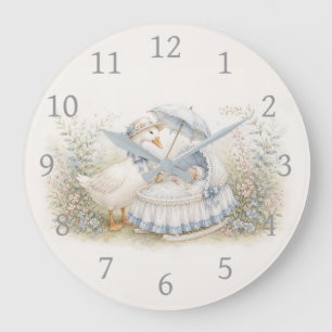 Mother Goose Blue Baby Cradle Large Clock