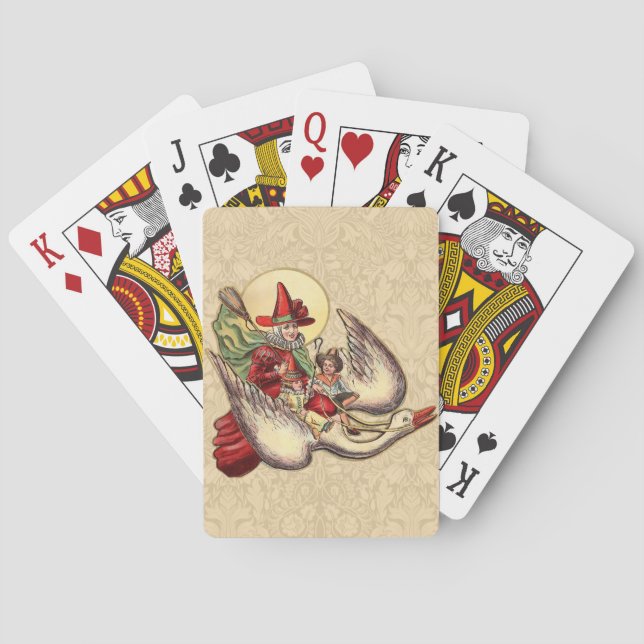 Mother Goose Child Antique Illustration Playing Cards (Back)