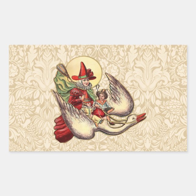Mother Goose Child Antique Illustration Sticker (Front)