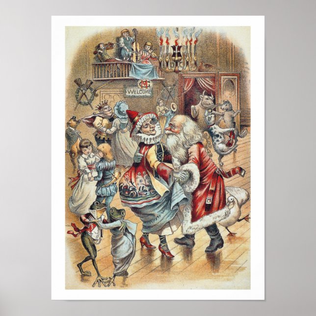 Mother Goose Dancing with Santa Claus Poster (Front)