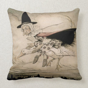 Mother Goose, frontispiece of 'Mother Goose The Ol Throw Pillow