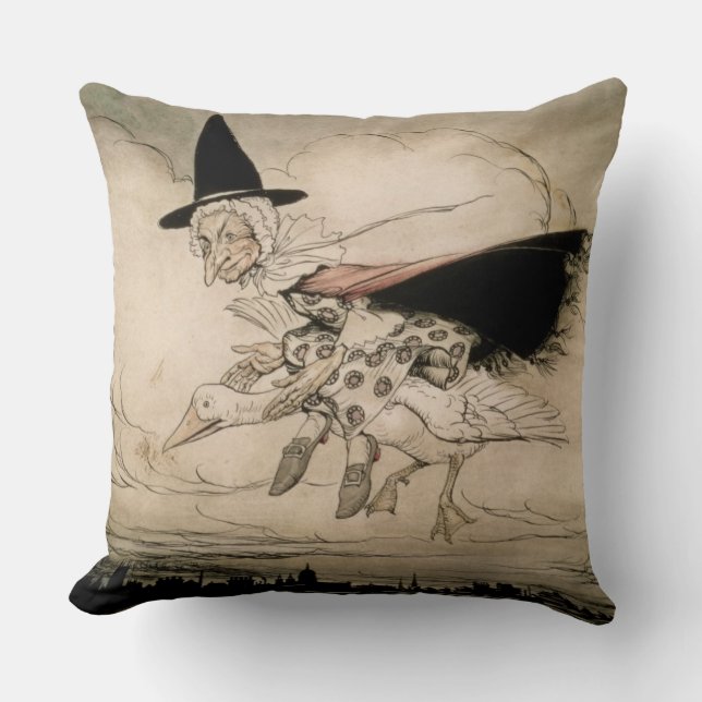 Mother Goose, frontispiece of 'Mother Goose The Ol Throw Pillow (Front)
