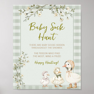 Mother Goose Gosling Baby Shower Baby Sock Hunt Poster