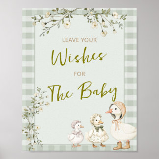 Mother Goose Gosling Baby Shower Leave Your Wishes Poster