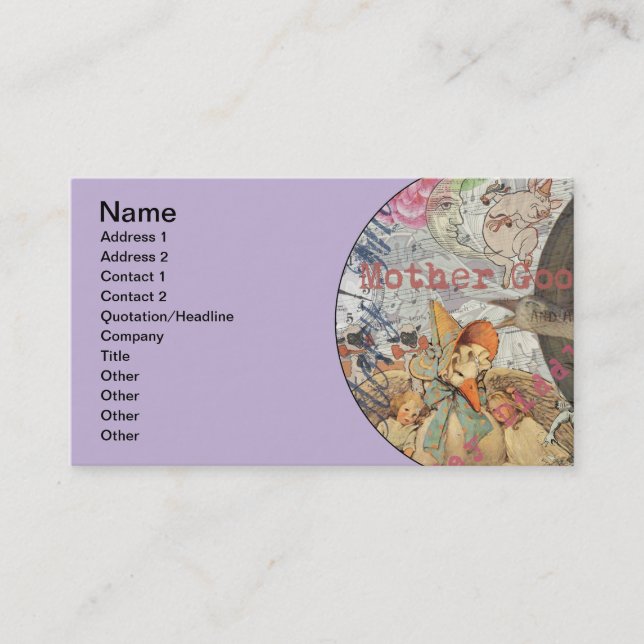 Mother Goose Nursery Rhyme Fairy Tale Business Card (Front)