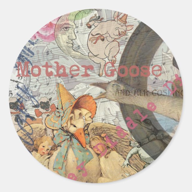 Mother Goose Nursery Rhyme Fairy Tale Classic Round Sticker (Front)