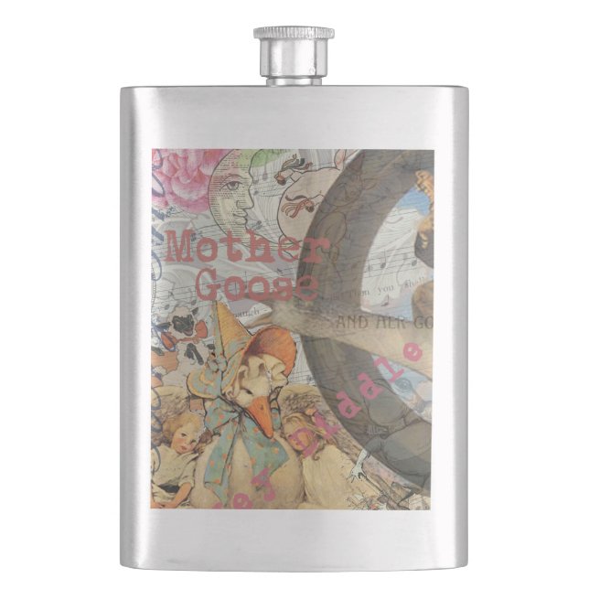 Mother Goose Nursery Rhyme Fairy Tale Hip Flask (Front)