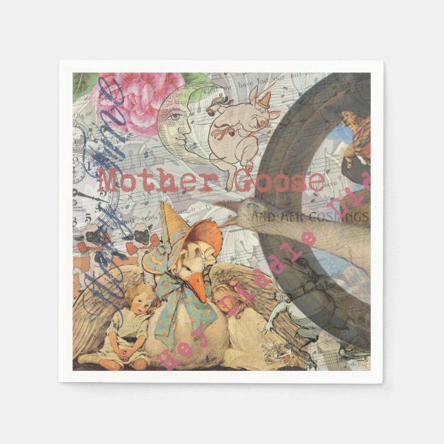 Mother Goose Nursery Rhyme Fairy Tale Napkin (Front)