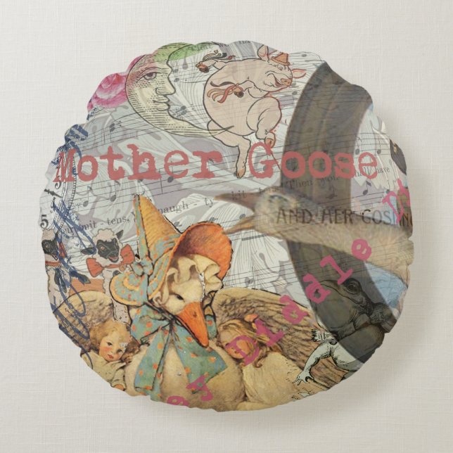 Mother Goose Nursery Rhyme Fairy Tale Round Pillow (Front)