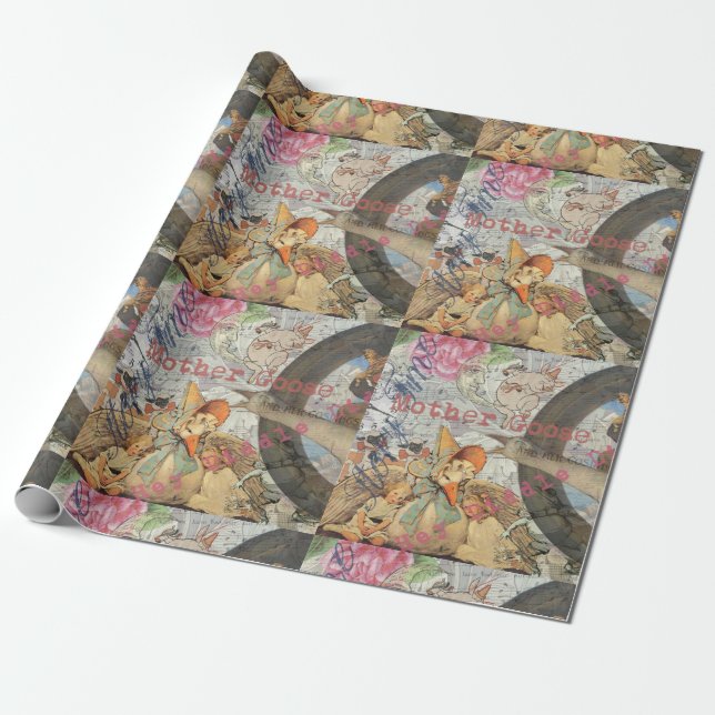 Mother Goose Nursery Rhyme Fairy Tale Wrapping Paper (Unrolled)