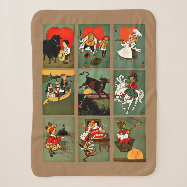 Mother Goose Nursery Rhymes Fantasy fairytales art Sherpa Blanket (Front)