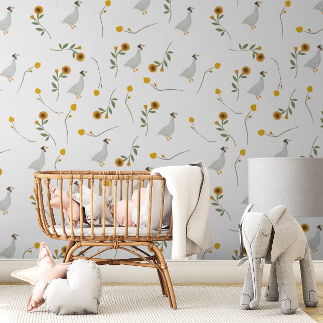 Mother Goose Yellow Wildflower Nursery Wallpaper (Creator Uploaded)