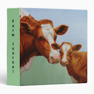 Mother Guernsey Cow and Cute Calf Binder