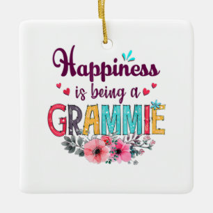 Mother Happiness Is Being A Grammie Ever Birthday Ceramic Ornament