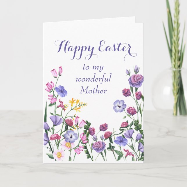 Mother Happy Easter Colourful Garden Flowers Holiday Card (Front)