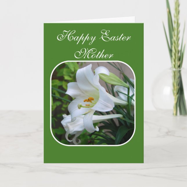 Mother, Happy Easter, Easter Blessings, White Lily Holiday Card (Front)