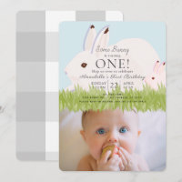 Mother Hare & Baby Photo 1st Birthday Invitation