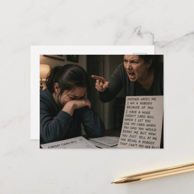Mother Hates Me Postcard (Front/Back In Situ)