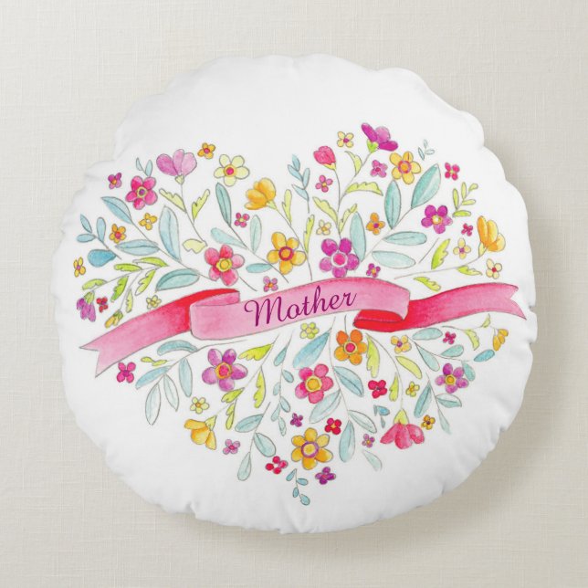 Mother heart bouquet throw pillow (Front)