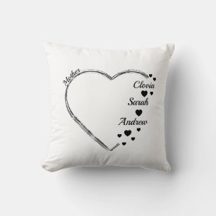 Mother heart ccustomize name throw pillow