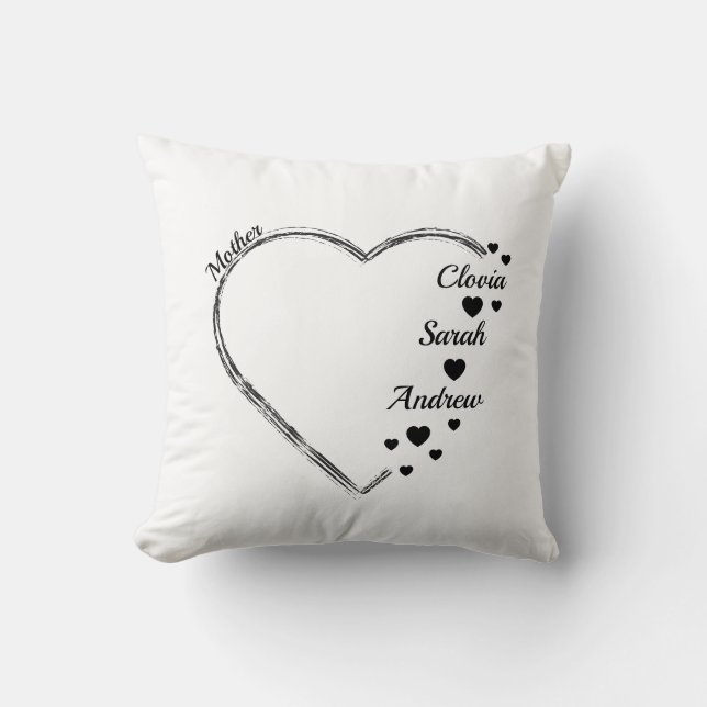 Mother heart ccustomize name throw pillow (Front)