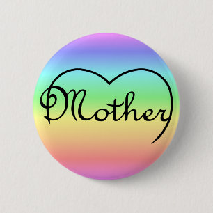 mother heart rainbow 2 inch round button