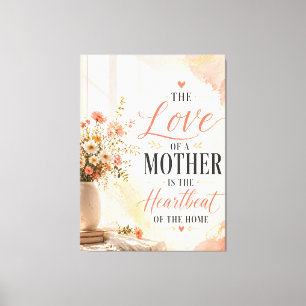 Mother Heartbeat Quote Canvas Wall Art