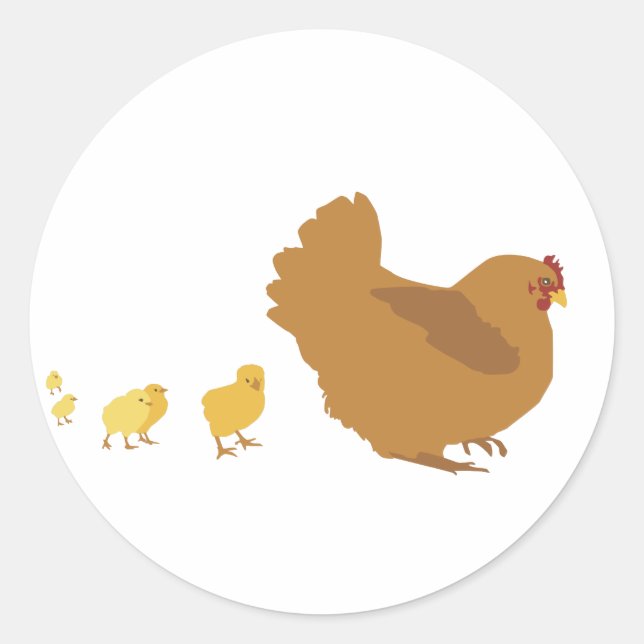 Mother Hen and Chicks Classic Round Sticker (Front)
