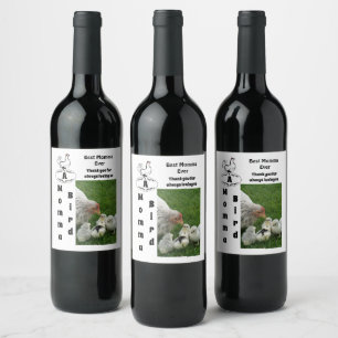 Mother Hen Best Momma Ever Photo Name Wine Label
