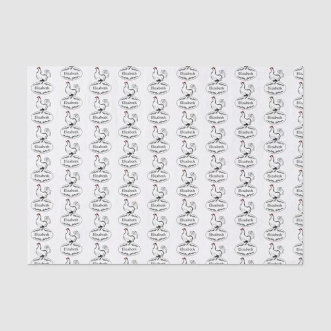 Mother Hen Nesting on Monogram Egg Tissue Paper (Front)