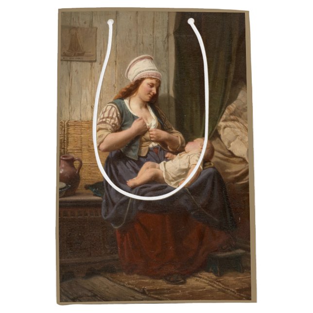 Mother Holding Her Child (by Rudolf Jordan) Medium Gift Bag (Front)