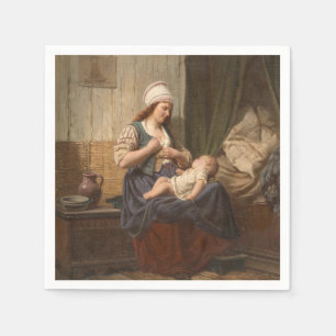 Mother Holding Her Child (by Rudolf Jordan) Napkin